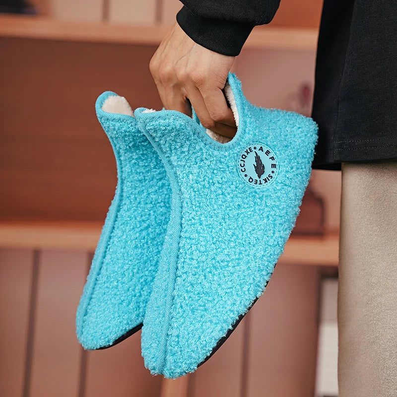 New Men Winter Slippers High Quality Light Weight Disign Shoes Fashion Women Plush Slipper Warm Slip on Casual Shoe for Couples Pi-Mart