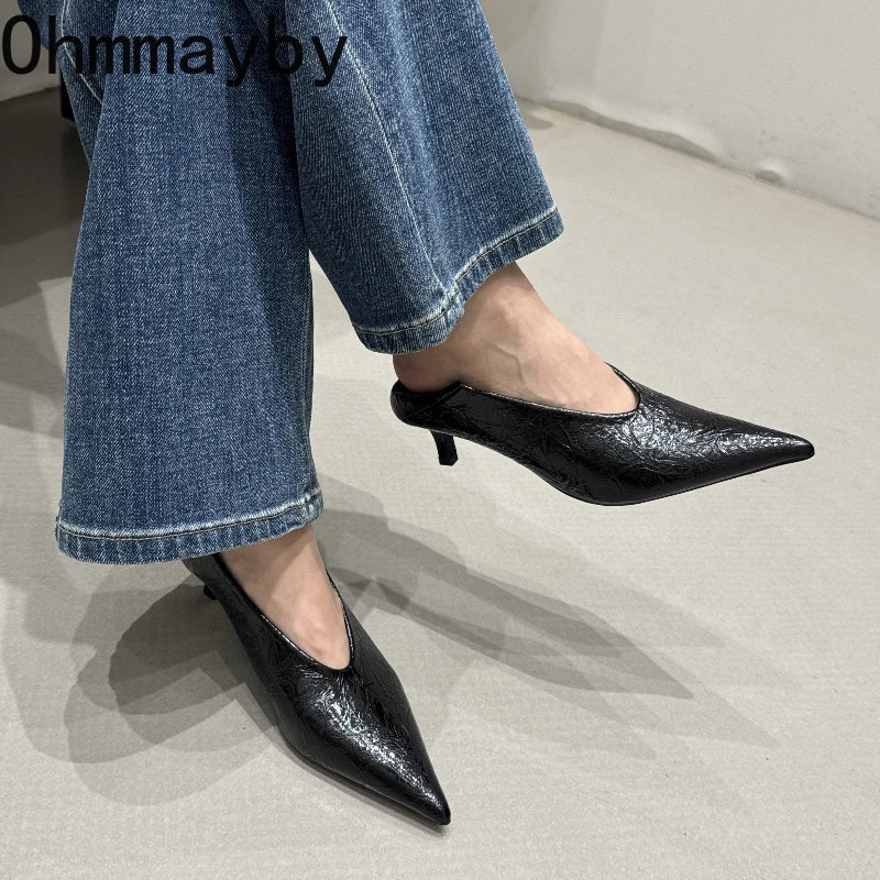 Fashion Pointed Toe Thin Heel Women Office Pumps Shallow Slip On Party Dress Shoes 2026 New Spring Autumn Commuter Footwear LadyShow.Store