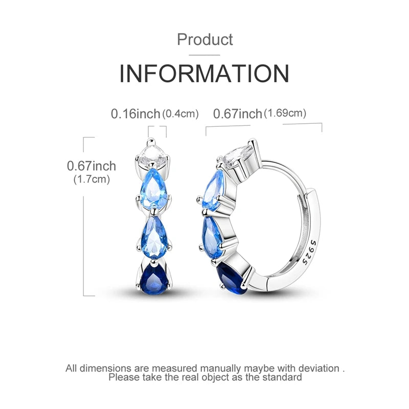 925 Sterling Silver Hoop Earring For Woman Night Sky Blue Purple Gemstone Original Earrings Fashion Jewelry Gift Pi-Mart
