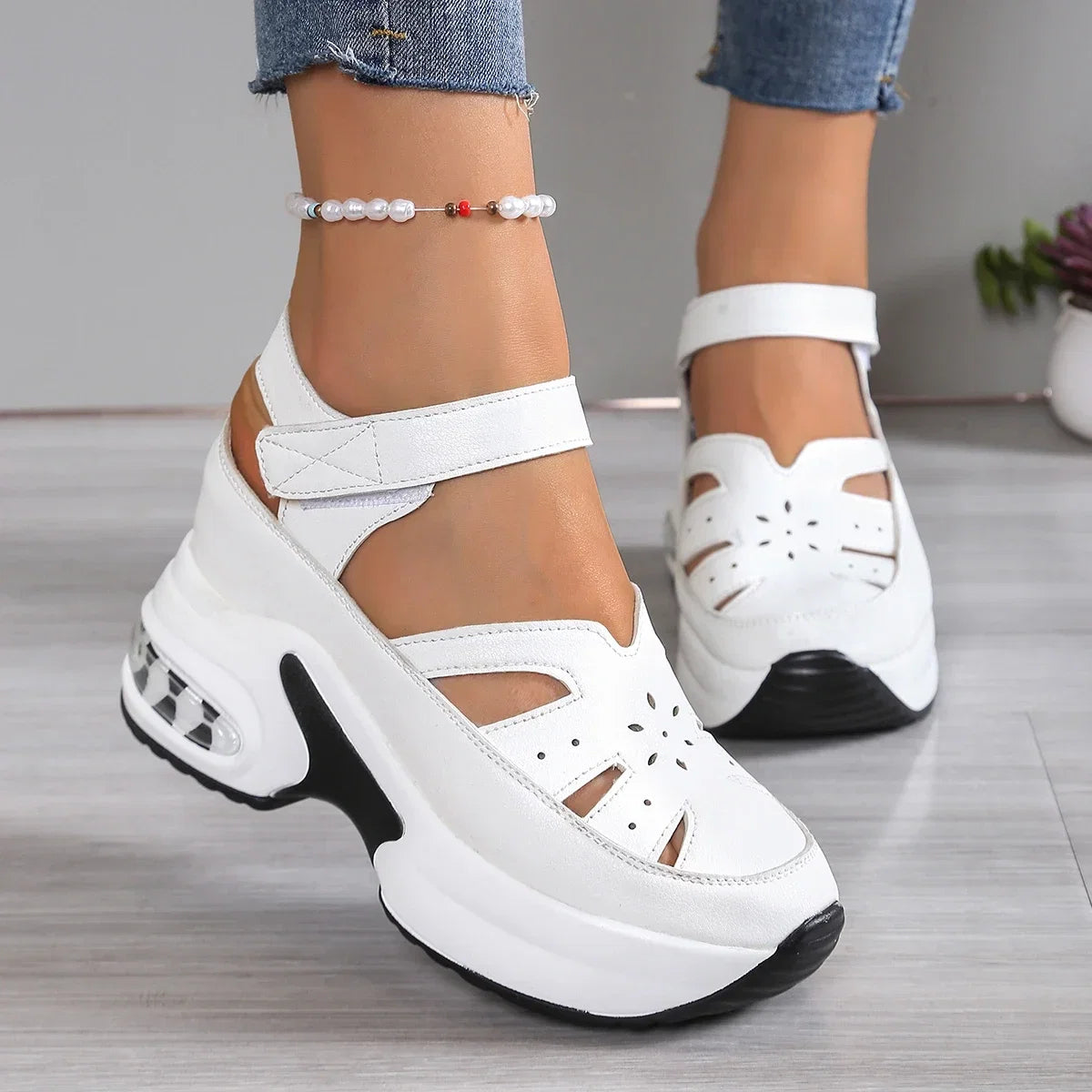 Women Sandals New Closed Toe Office and Career Summer Solid Wedge Shoes for Women New High Quality Buckle Strap Sandals Women LadyShow.Store