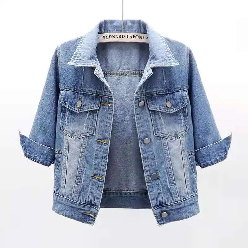 Women Denim Jacket Spring Autumn Short Coat Pink Jean Jackets Casual Tops Purple Yellow Purple Blue Loose Tops Lady Outerwear LadyShow.Store