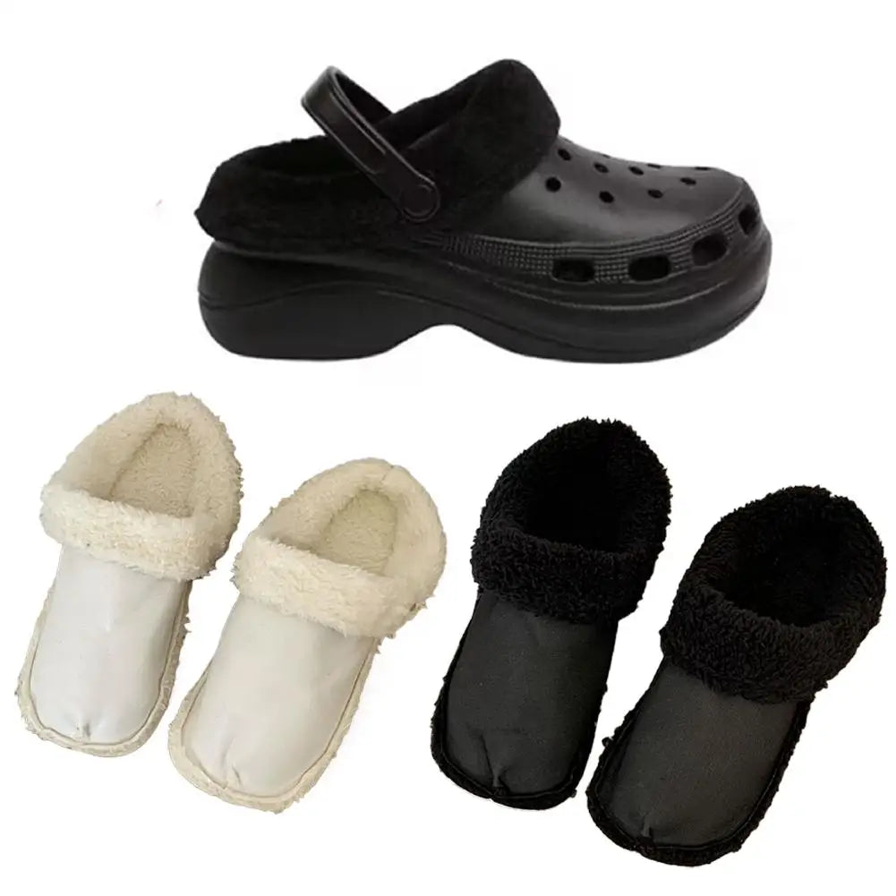 Autumn Winter Plush Liner Warm Hole Shoes With Detachable Thicken Soft Shoe Cover Fashion Versatile Slippers Lining Accessories Pi-Mart