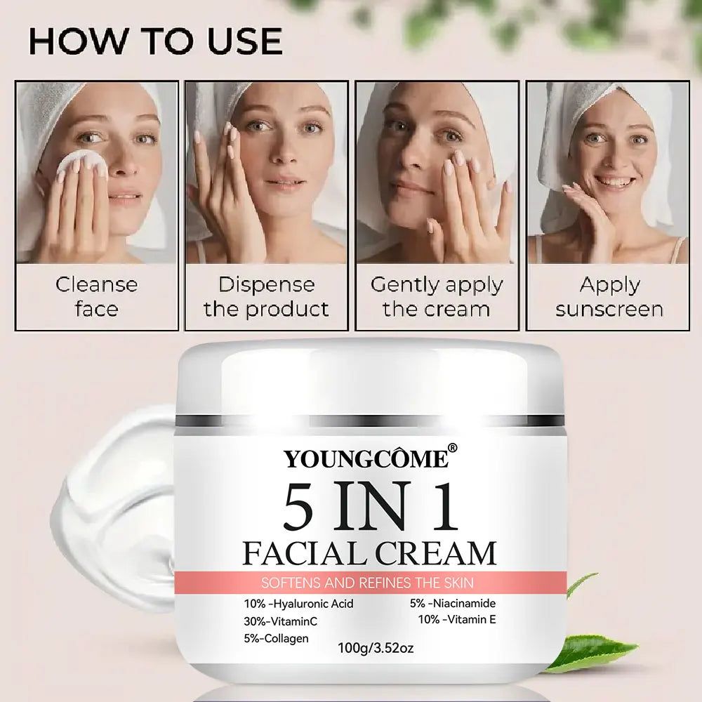 5 In 1 Fade fine lines Firming Face Serum Moisturizing brightning Vitamin C Hyaluronic Acid Facial Serum Shrink Pores Skin Care Pi-Mart