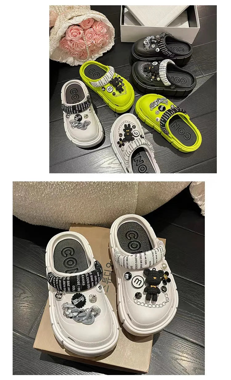 Fashion Charms Clogs New Arrival Thick Sole Outdoor Women Slippers High Quality Summer Beach Sandals For Girls Pi-Mart
