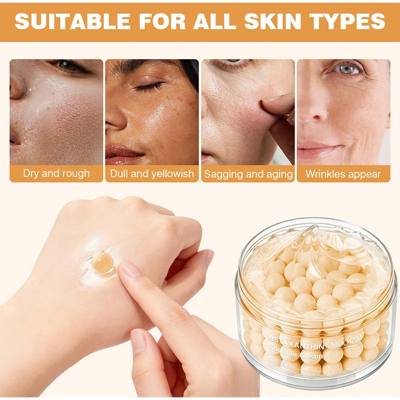 Korean Care Capsule Face Cream With Centella & Astaxanthin, Grape Seed Antioxidant Moisturizer, Soothing Barrier Care Skincare Pi-Mart