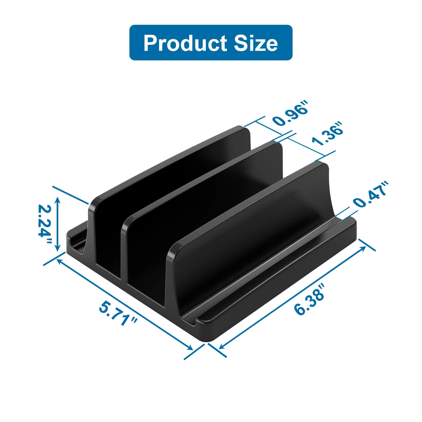 Vertical Laptop Stand for Desk,Dual Slots Plastic Laptop Holder with Space Saving Design,Laptop Stand Supports MacBook Pi-Mart