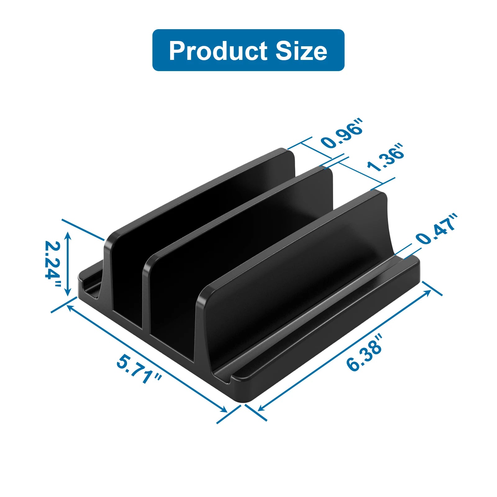 Vertical Laptop Stand for Desk,Dual Slots Plastic Laptop Holder with Space Saving Design,Laptop Stand Supports MacBook Pi-Mart