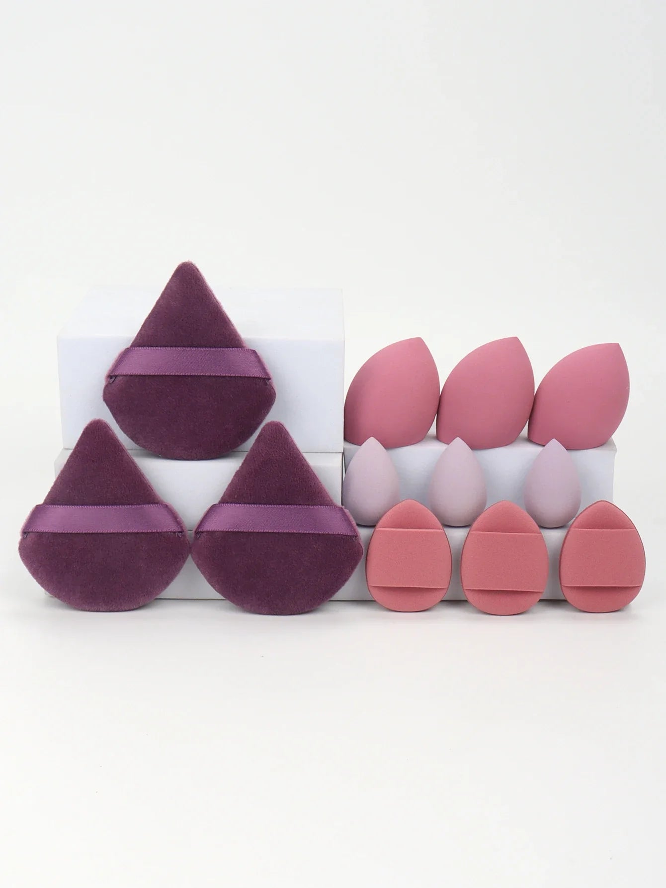 12-Piece All-Purpose Makeup Sponge Set, Made of 3 Loose Powder Puffs, 3 Mini Air Cushion Puffs, 3 Beauty Eggs and 3 Mini Beauty LadyShow.Store