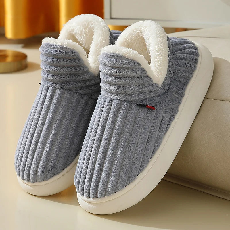 Evshine Soft Sole Slippers For Women Winter Fashion Women Fur Slippers Fuzzy Plush Men Slippers Warm Furry Women Cotton Shoes Pi-Mart