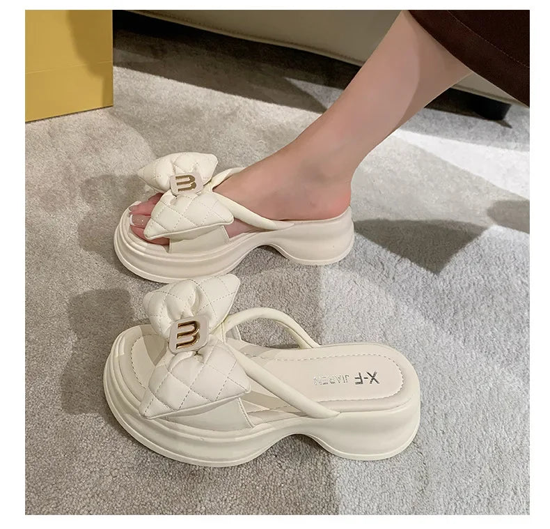 2024 summer New Fashion Women Shoes Slippers Comfortable Platform Shoe High Heels Leisure flower outdoor beach Slipper Women Pi-Mart