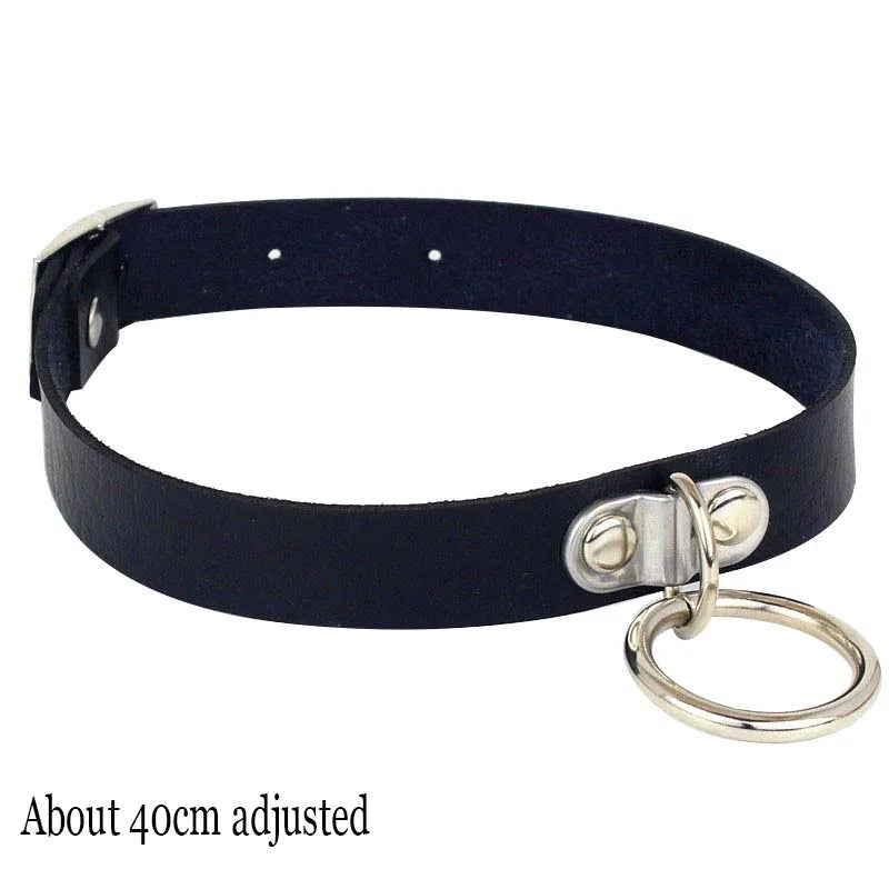 Black PU Leather Punk Choker Collar Necklace with Rivets Gothic Femme Jewelry for Party Club Sexy Goth Pendientes Pi-Mart