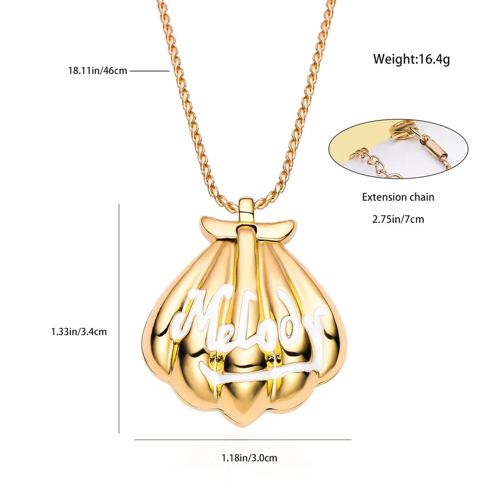 Fashion Melody Mermaid Shell Pendant Design New Luxurious Exquisite Romantic Necklace Jewelry for Wife Daughter Dream Gift Pi-Mart