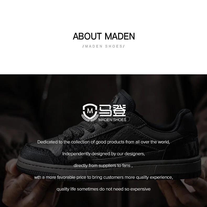 Maden Casual Snake Year Black Mamba Men's Sneakers Low-Top Flat Sole Versatile Black Shoes for Spring Autumn Skateboarding Shoes Pi-Mart