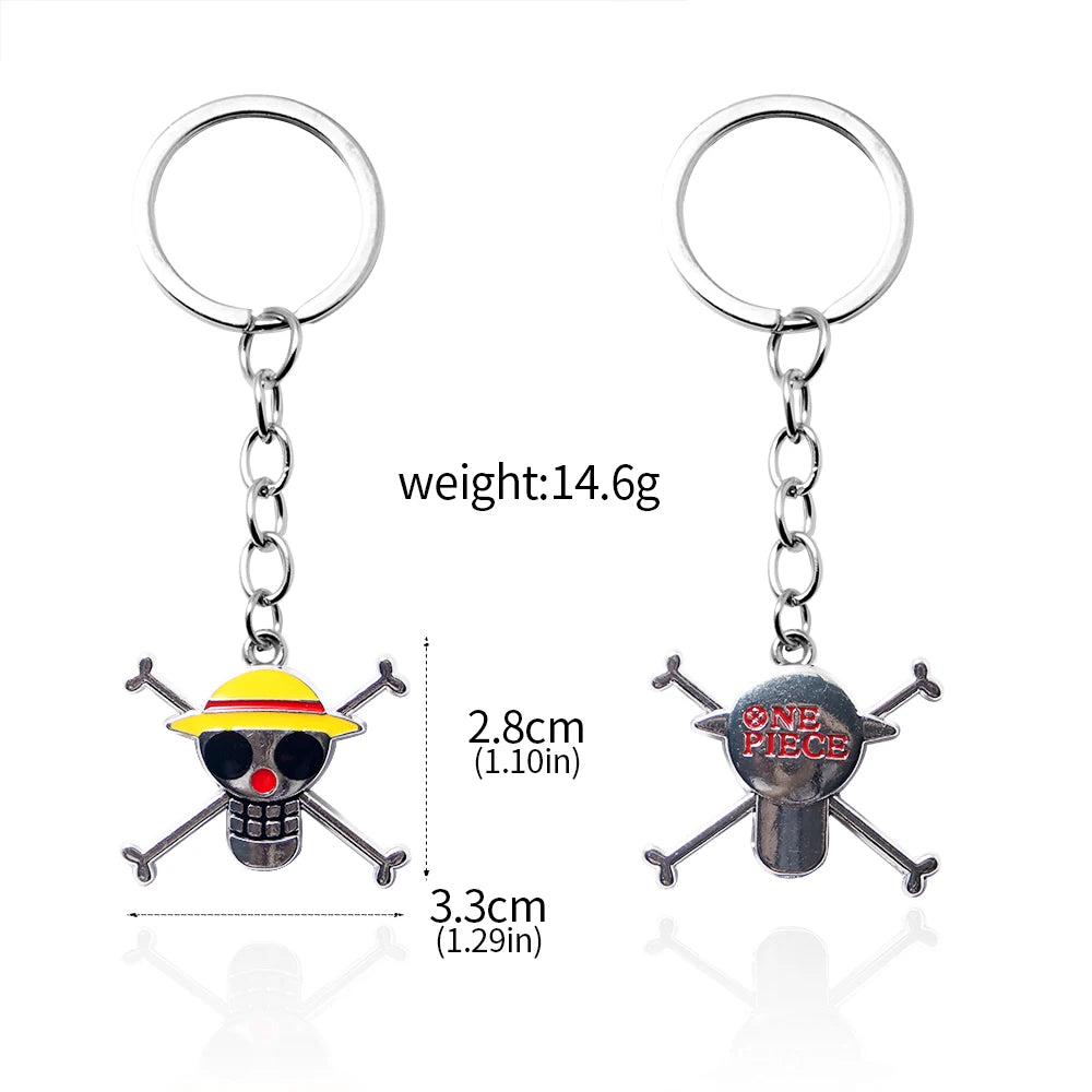 One Piece Luffy Straw Hat Keychain Rotatable Zoro Skull Metal Pendant Role-Playing Decorative Accessories Fan Jewelry Gift Pi-Mart