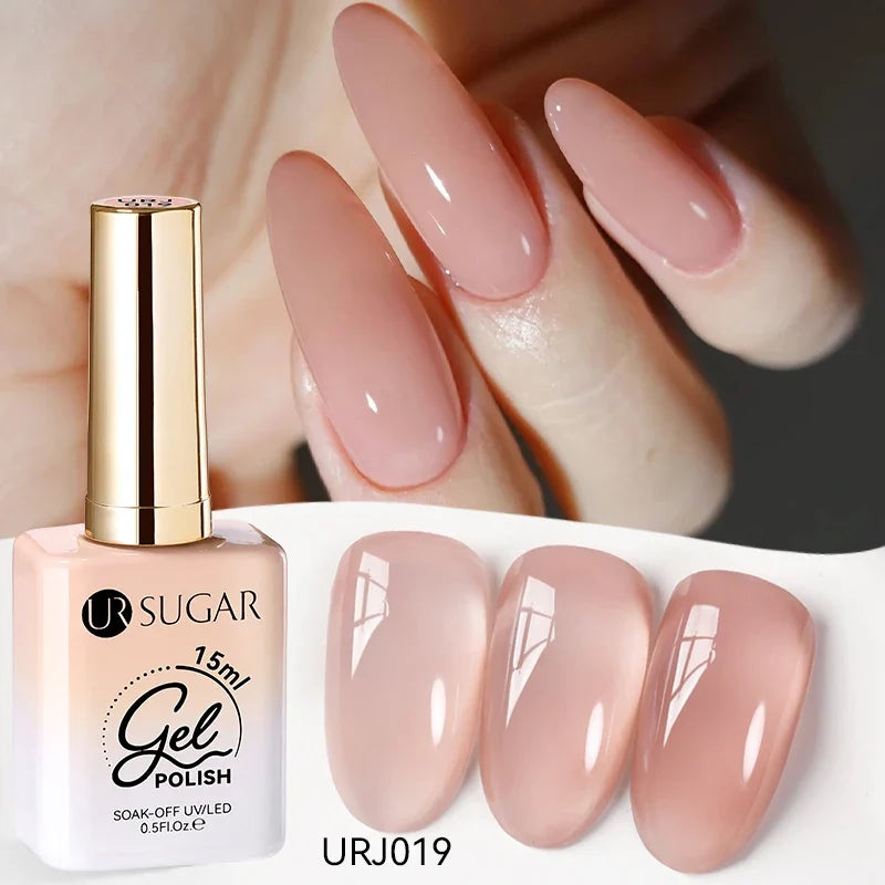 UR SUGAR 15ml Jelly Milky White Translucent Color Gel Polish Semi Permanent UV Gel Nail Art Soak Off Gel Varnish Latest Fashion Tri Light Beauty