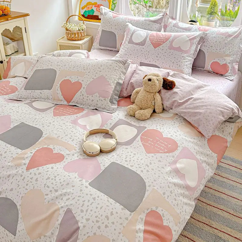 100% Cotton Bedding Set Duvet Set, Quilt Cover Pillow Sham, Wrinkle Free Machine Washable, All Season Comfort 240x220 Pi-Mart