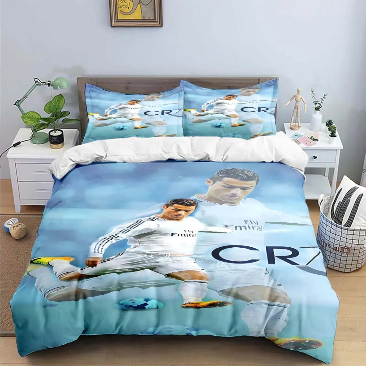 Fashion Football Star M-Messi R-Ronaldo Printing Bedding Set Duvet Cover Comforter Bed  Youth Kids Girl Boys Luxury Gift Pi-Mart