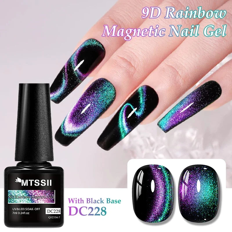 9D Rainbow Cat Magnetic Gel Nail Polish Chameleon Galaxy Effect Magnetic Semi Permanent Soak Off UV Gel Varnish Nail Supplies Tri Light Beauty