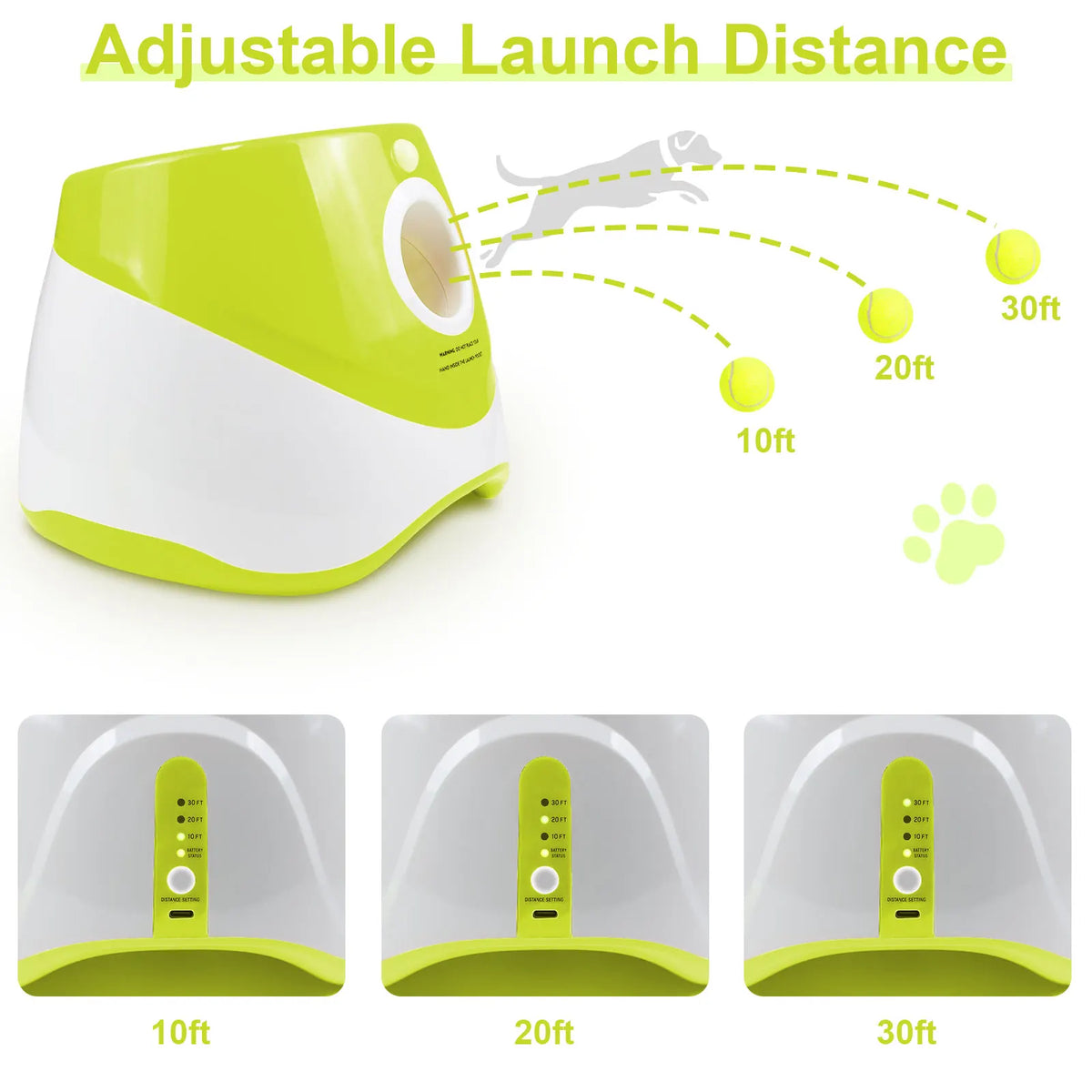 Mini Automatic Dog Ball Launcher 3m/6m/9m,USB Charging Interactive Pet Toy with 3 Tennis Balls for Puppy Indoor Outdoor Exercise Pi-Mart