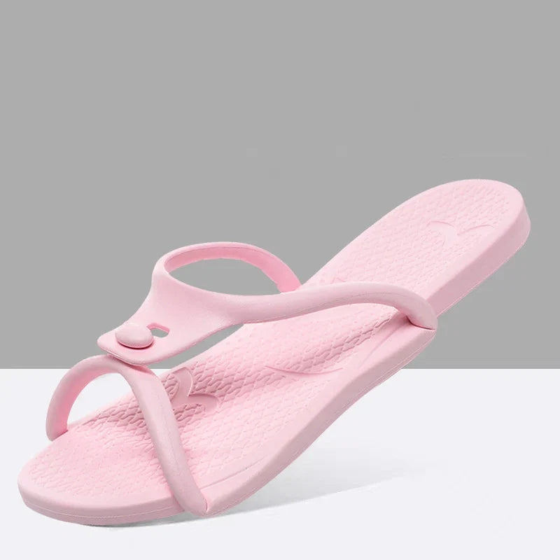 2024 Summer Women Folding Slippers Adults Portable Trip Travel Sandals Couples Indoor Soft Slides Men Beach Non-slip EVA Shoes LadyShow.Store