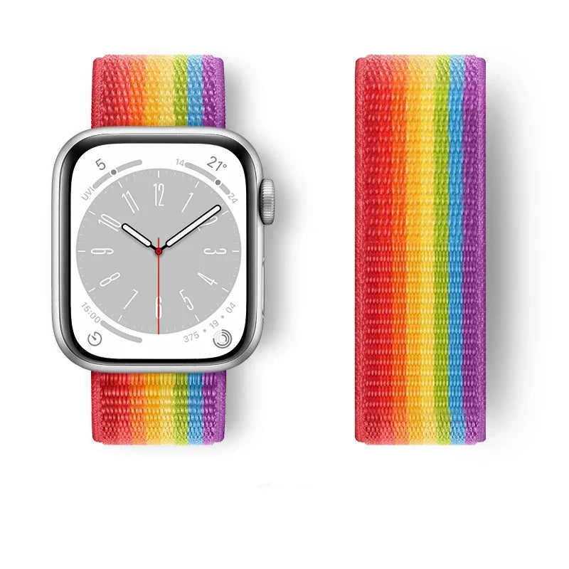 Nylon Sport loop Strap For Apple Watch Band 44mm 42/40mm 45mm  38/41mm pride Bracelet iwatch Ultra2 49mm Series 9 8 se 7 6 5 4 3 LadyShow.Store