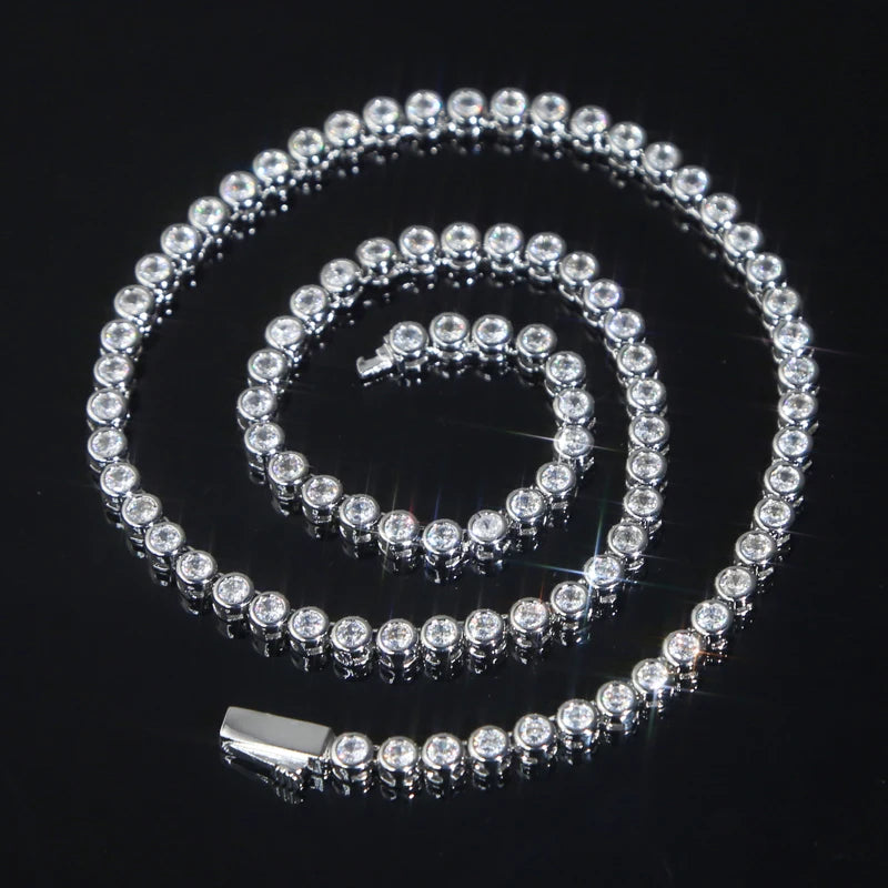 Geometric High Quality Fashion Women Jewelry Bezel Set Round Shaped Tennis Chain Bracelet Necklace Set Pi-Mart