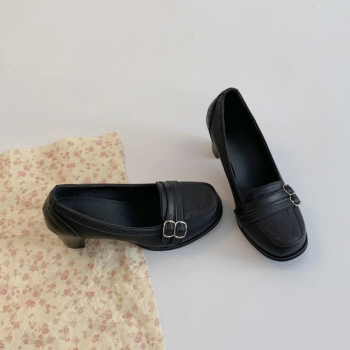 Vintage Thick Heel Women Mary Jane Shoes Ladies Concise Slip On Pumps Spring Autumn Women's Party Dress Shoes LadyShow.Store