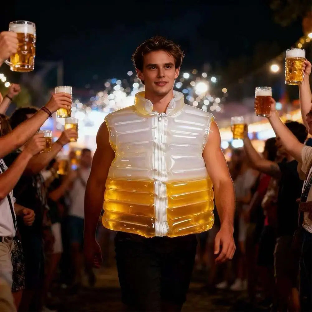 Wearable Beer Jacket Refillable Beverage Jacket Transparent Beer Jacket with Straw Refillable Beverage Puffer Coat Parties LadyShow.Store