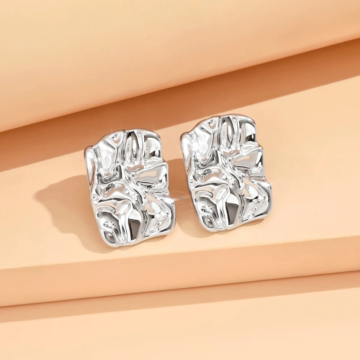 серьги Geometric Irregular Metallic Color Earrings for Women 2024 Minimalist Style Personality Earrings Trendy Jewelry Gift Pi-Mart