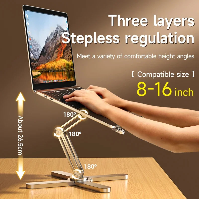 Laptop Stand with 360 Rotating Base, Computer Notebook Laptop Riser Metal Holder for Desk Collaborative Work, Fits All MacBook Pi-Mart