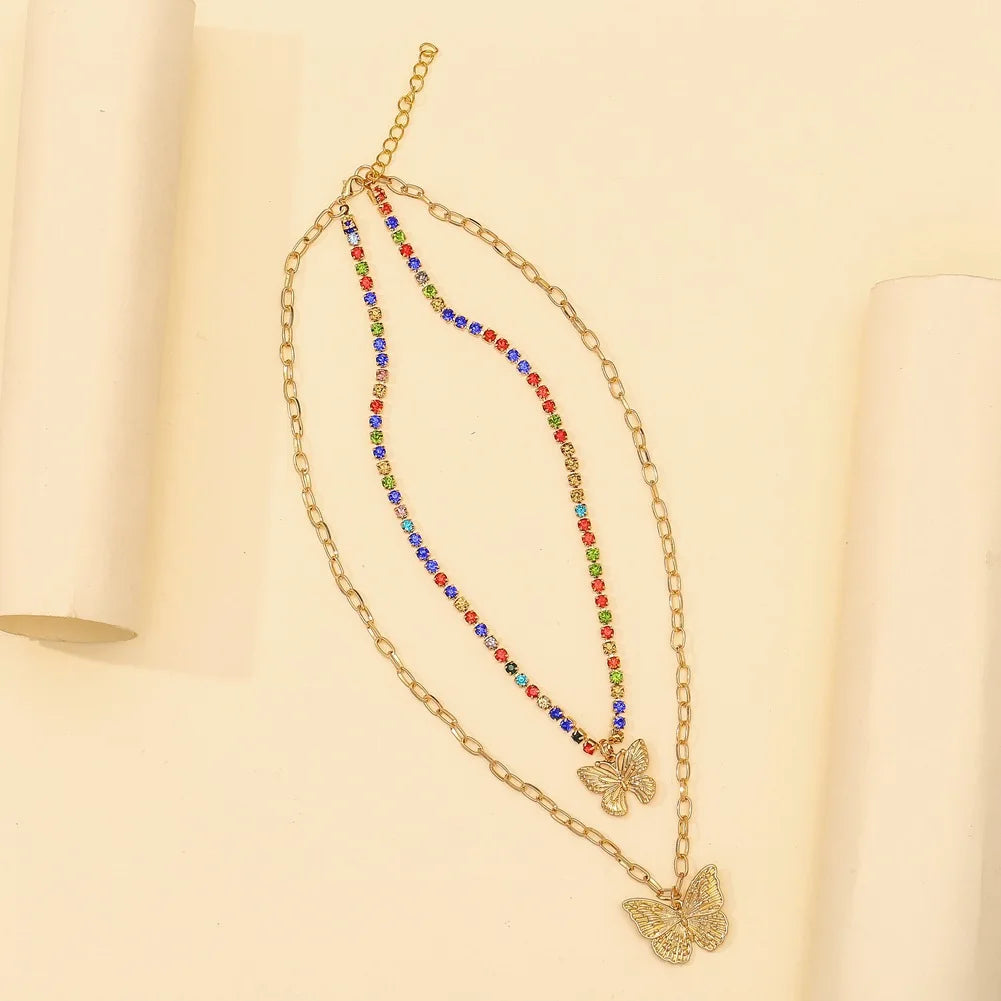 Vintage Butterfly Necklace Women Golden Stainless Steel Blade Snake Chains Aesthetic Charms Choker Women jewelry Gift To Mujer Pi-Mart