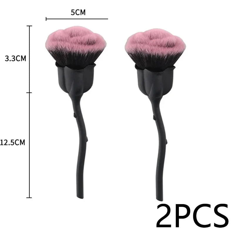 Flower Nail Brush for Manicure Gold Rose Shape Nail Art Brushes Round Small UV Gel Polish Powder Cleaning Tools Nail Accesories Tri Light Beauty