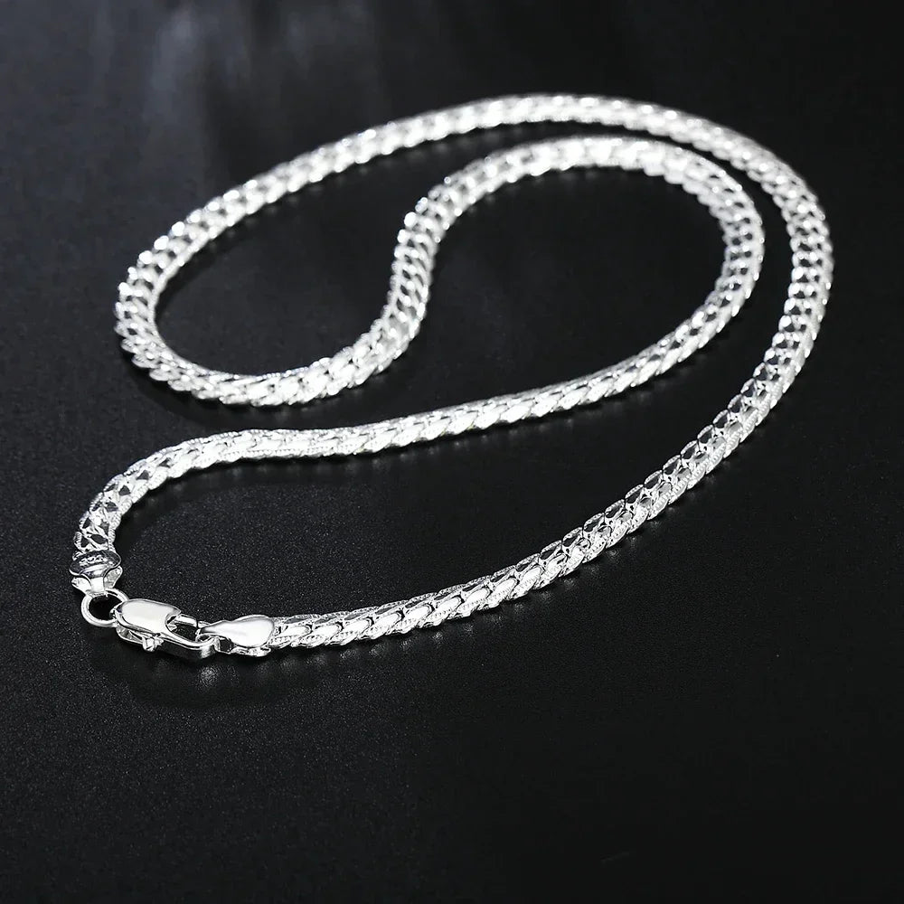 New 20-60cm Silver Color Plated Luxury Brand Design Noble 6mm Necklace Chain For Woman Men Fashion Wedding Engagement Jewelry Pi-Mart