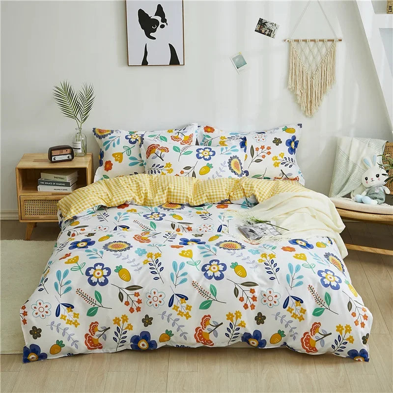 Lovely Cartoon King Size Duvet Cover Set 220x240 Skin Friendly Double Bed Quilt Cover Blanket Comforter Cover and Pillowcase Pi-Mart
