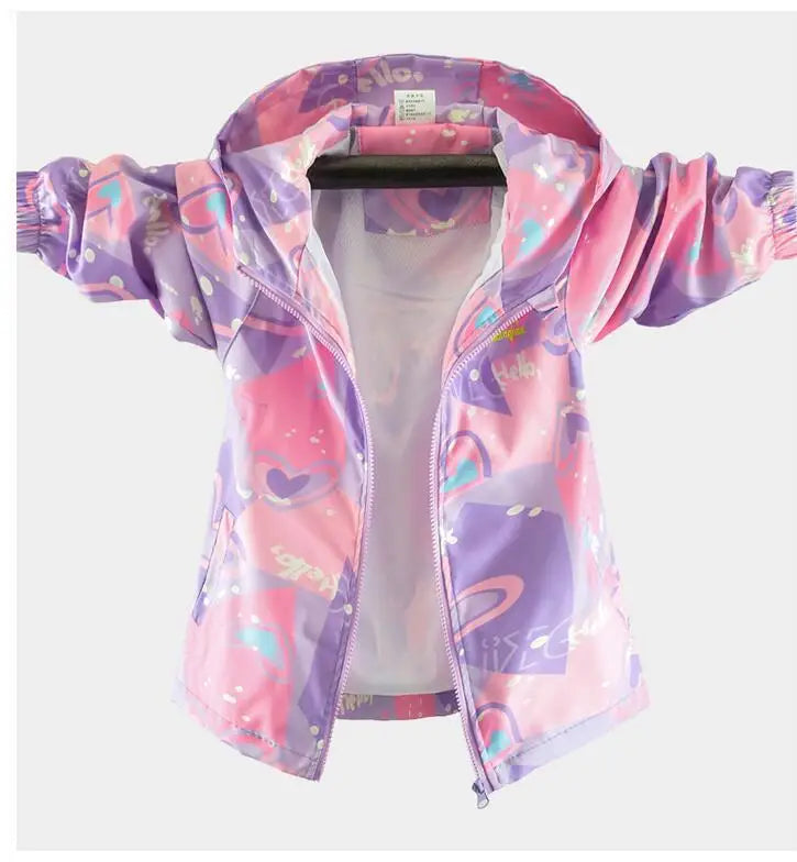 Korean Fashion Jacket For Girls Teenager Casual Gradient Hooded Coat Boys Blazer Spring Autumn Windproof Sweet Coats Windbreaker Pi-Mart