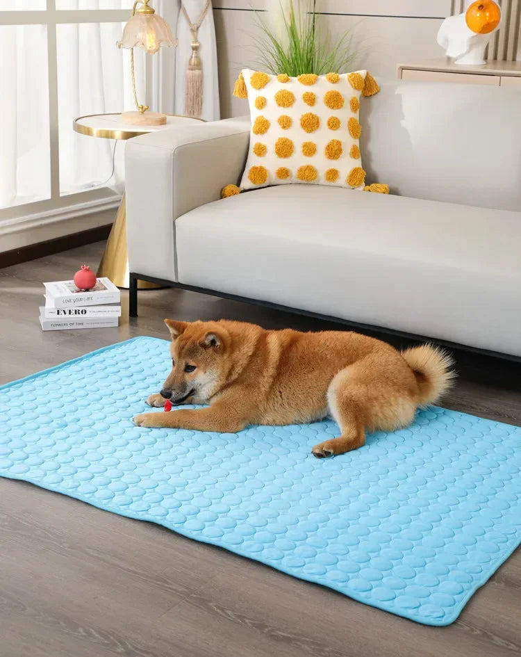 Summer Pet Ice Pad Cool Sleeping Mat Breathable Ice Silk Washable Pet Bed Durable Dog Cat Cushion Pet Supplies for Home Outdoor Pi-Mart