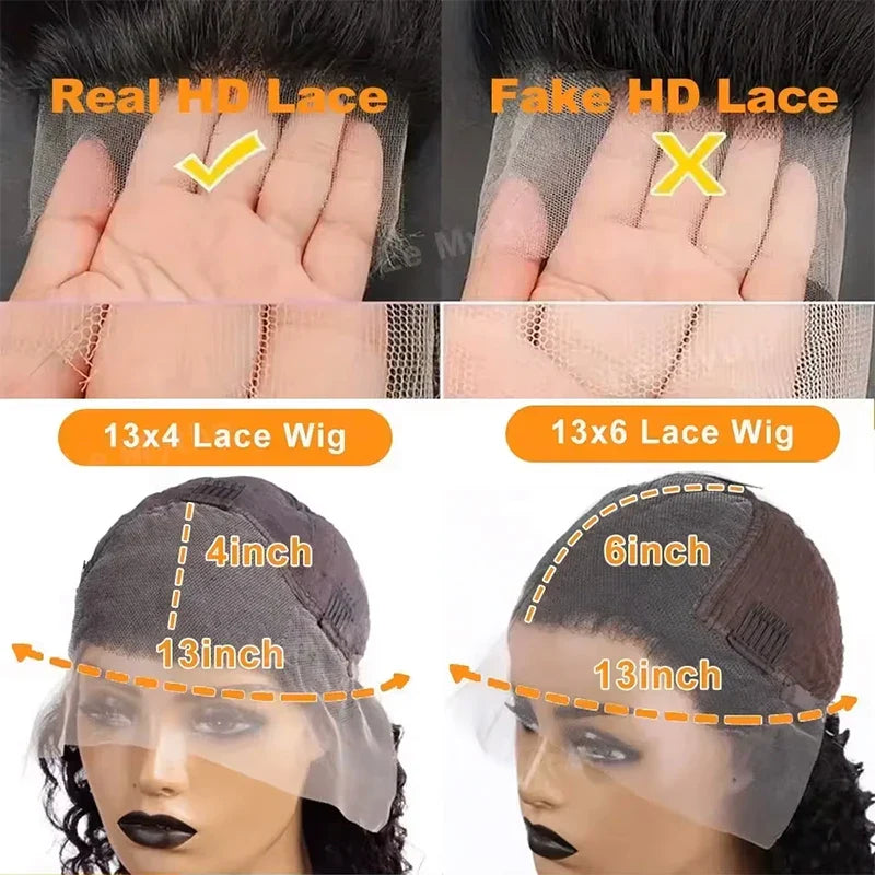 180-220% Density 16-40 Inch Natural Black 13x6 13x4 HD Transparent Lace Front Wigs Human Hair Body Wave Water Wave Brazilian Transparent Lace Frontal Wig For Women Human Hair Black Wigs Pre-Plucked Prebleached  Promotional Sale Suitable Parties Gatherings LadyShow.Store