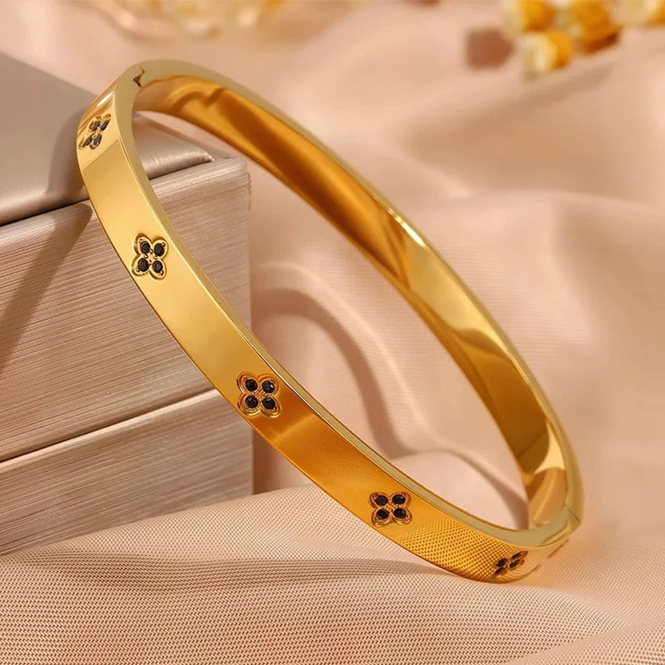 ZAKOL 5/1pcs Sparkling Zirconia Inlaid Stainless Steel Bracelet Set for Women Stackable Bangles Fashion Non Fading Jewelry Gift Pi-Mart