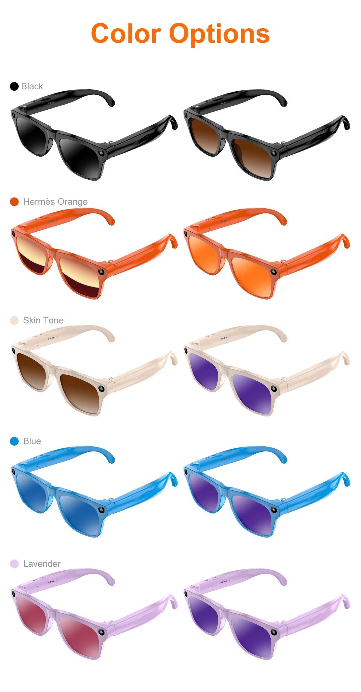 Lenovo Upgrade Smart AI Glasses 800W HD 8K Shooting Camera Photo Video Voice Call Translation Bluetooth AI Motorcycle Glasses Pi-Mart
