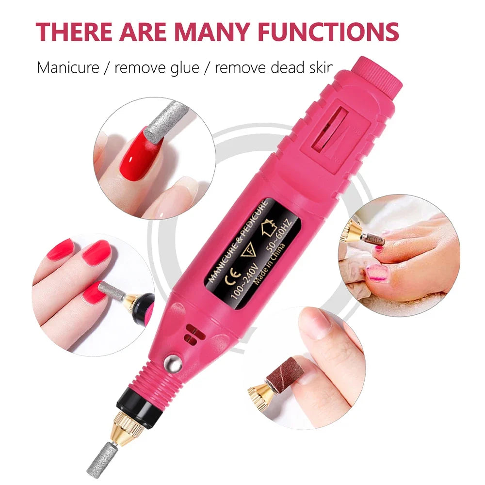 LULAA Electric Nail Drill Machine Set Pedicure Grinding Equipment Mill For Manicure  Professional Strong Nail Polishing Tool Tri Light Beauty