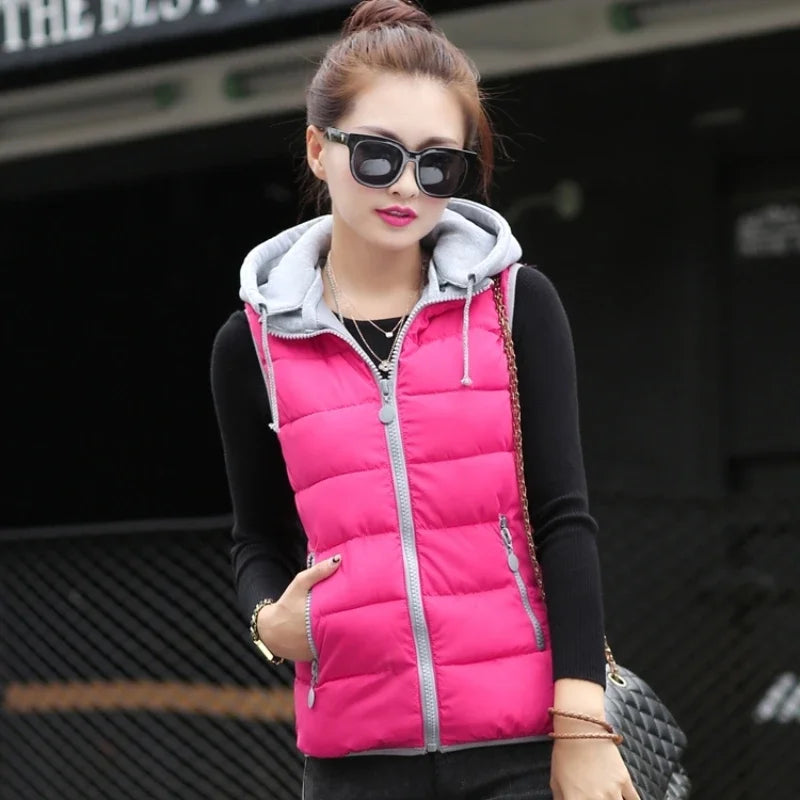 2026 New Winter Underwaist Coat Long Hooded Quilted Puffer Vest Female Warm Thicken Outwear Womens Jacket Sleeveless Waistcoat LadyShow.Store