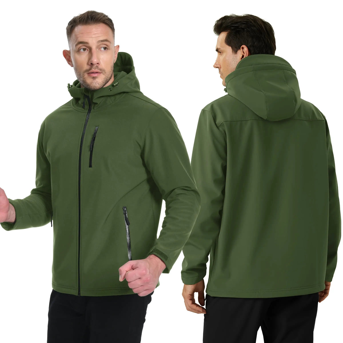 TACVASEN Hooded Softshell Jacket Mens Waterproof Rain Jacket Fleece Lined Work Jacket Outdoor Trekking Hiking Windbreaker Male Pi-Mart