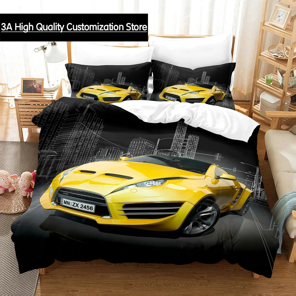 Formula Racing Car Bedding Sets 3D Boys Duvet Cover Set With Pillowcase Twin Full Queen King Bedclothes Bed Linen For Boys Girls Pi-Mart