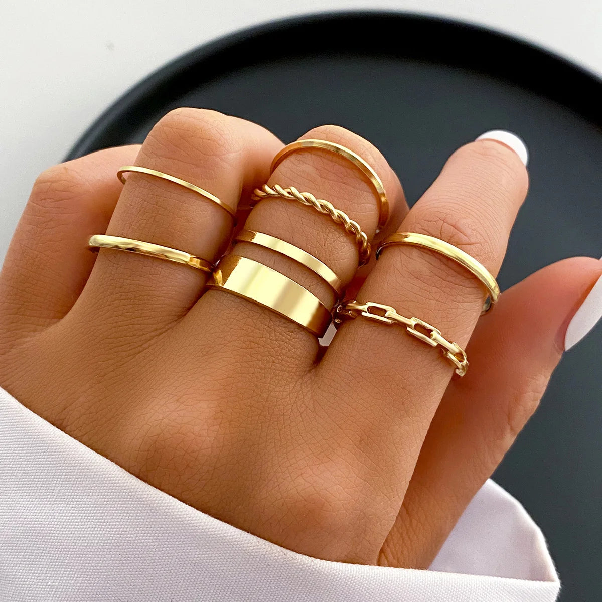 58PCS Vintage Heart Snake Butterfly Rings Set for Women Fashion Metal Gold Plated Geometric Hollow Finger Ring Jewelry Gifts New Pi-Mart