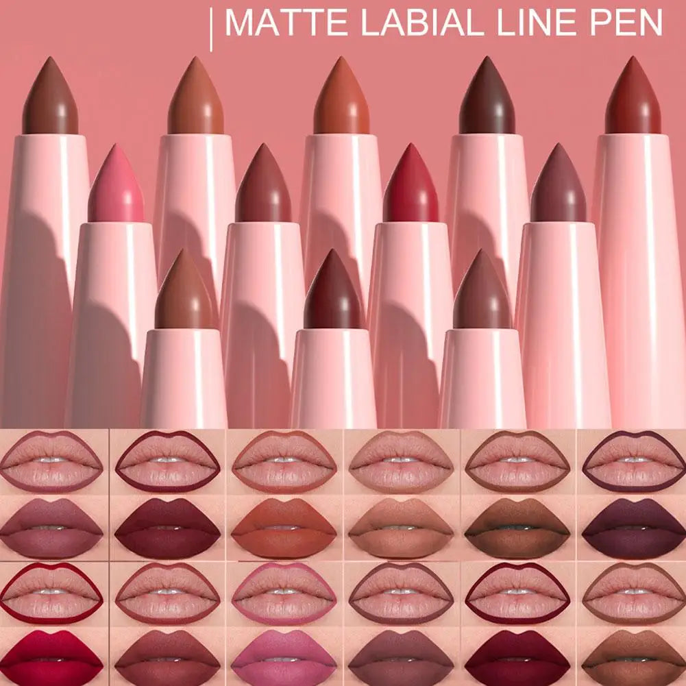 6Pcs Velvet Matte Lip Liner Pencil Set High Pigment Smooth Silky Texture Easy to Color & Define Lip Contours Daily Lip Makeup Pi-Mart