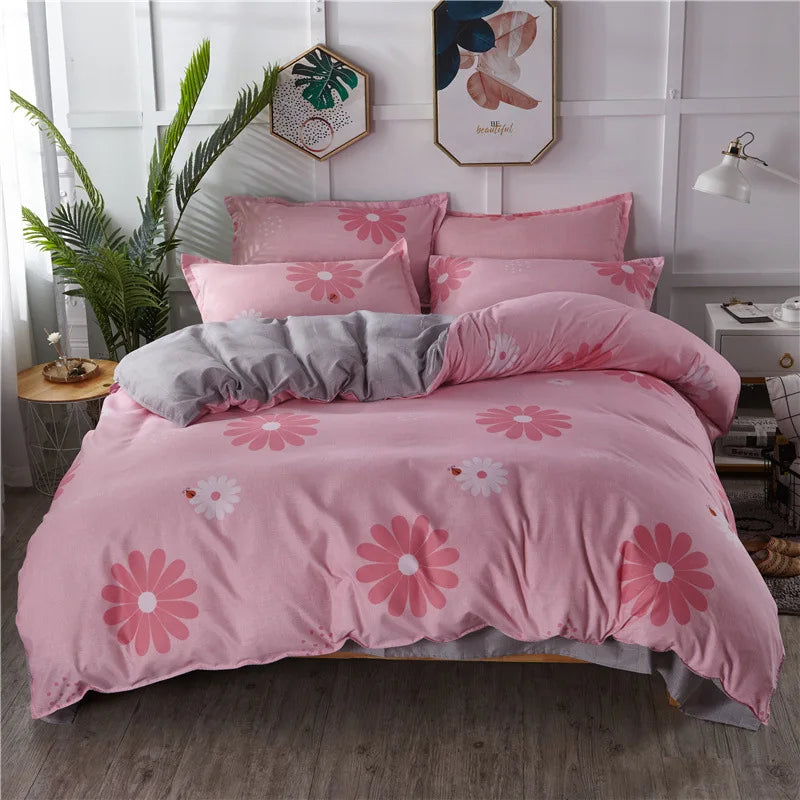 Lovely Cartoon King Size Duvet Cover Set 220x240 Skin Friendly Double Bed Quilt Cover Blanket Comforter Cover and Pillowcase Pi-Mart