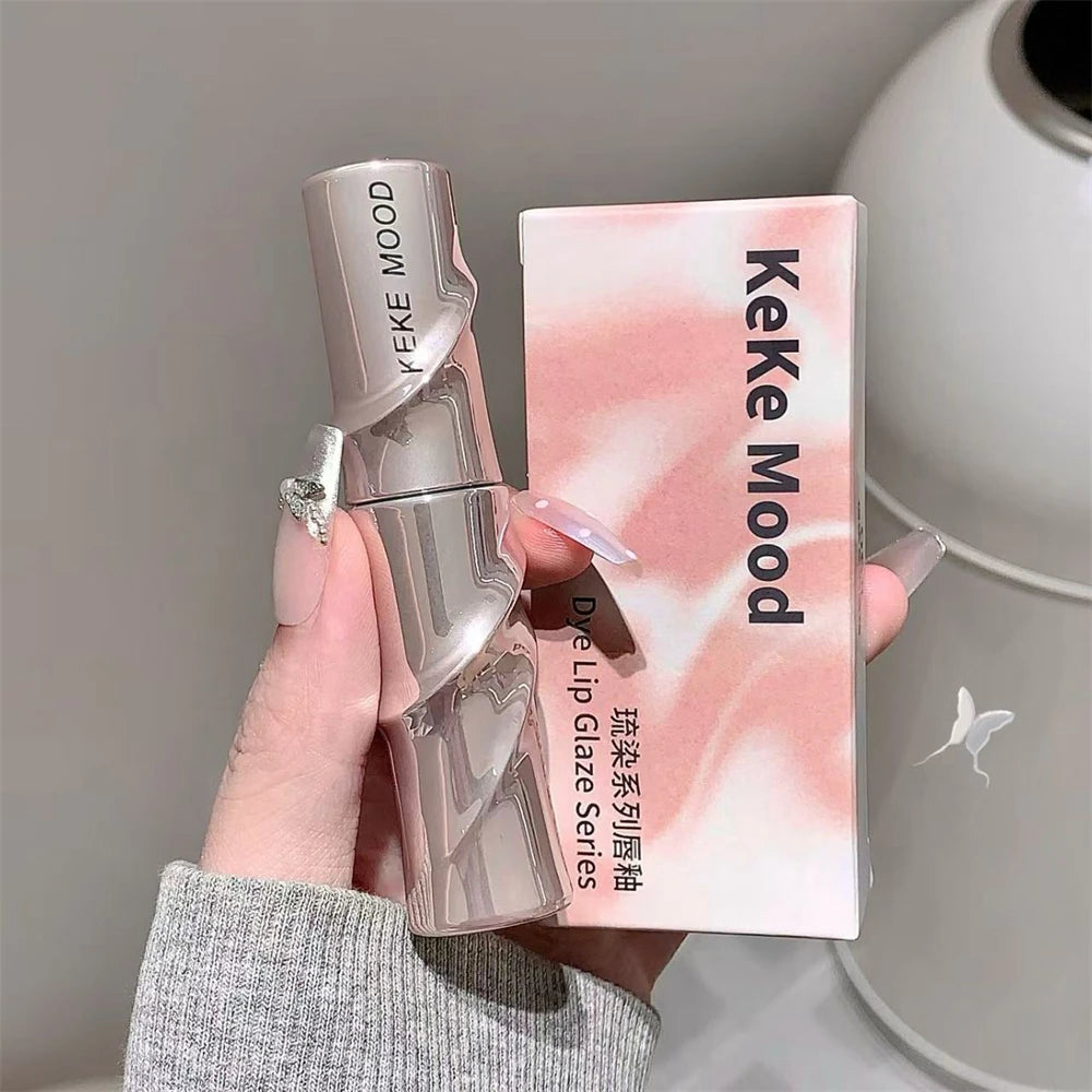 Crystal Nude Gray Glossy Lip Stain Mirror Korean Lip Glaze Sheer Nude Glitter Lip Tint Watery Shine Plumping Lipgloss Cosmetics Pi-Mart