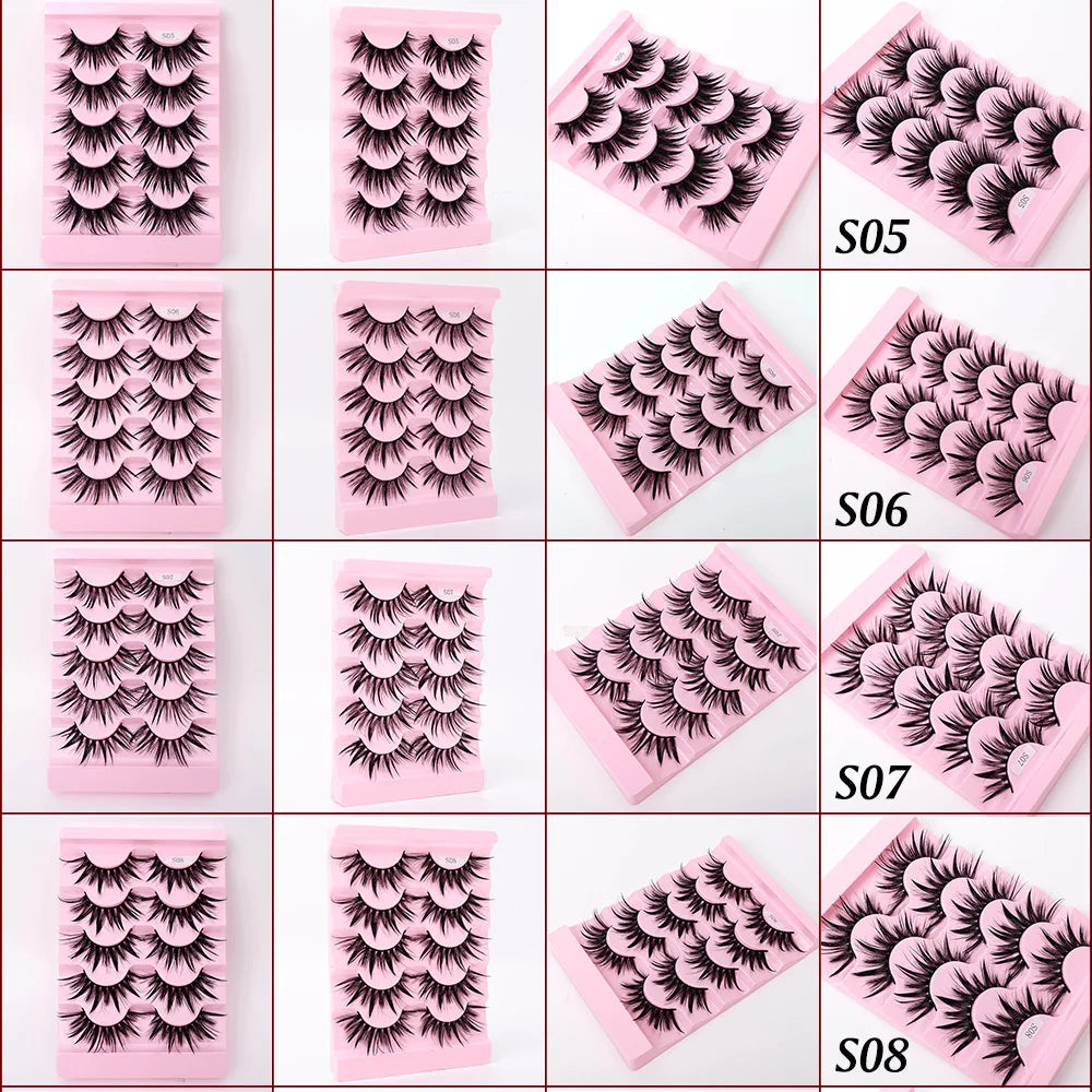 Yiernuo 1/5 Pairs Cosplay Anime Eyelashes Manga Lashes Dramatic Fairy Clusters Lashes Wet Look Lashes Pi-Mart