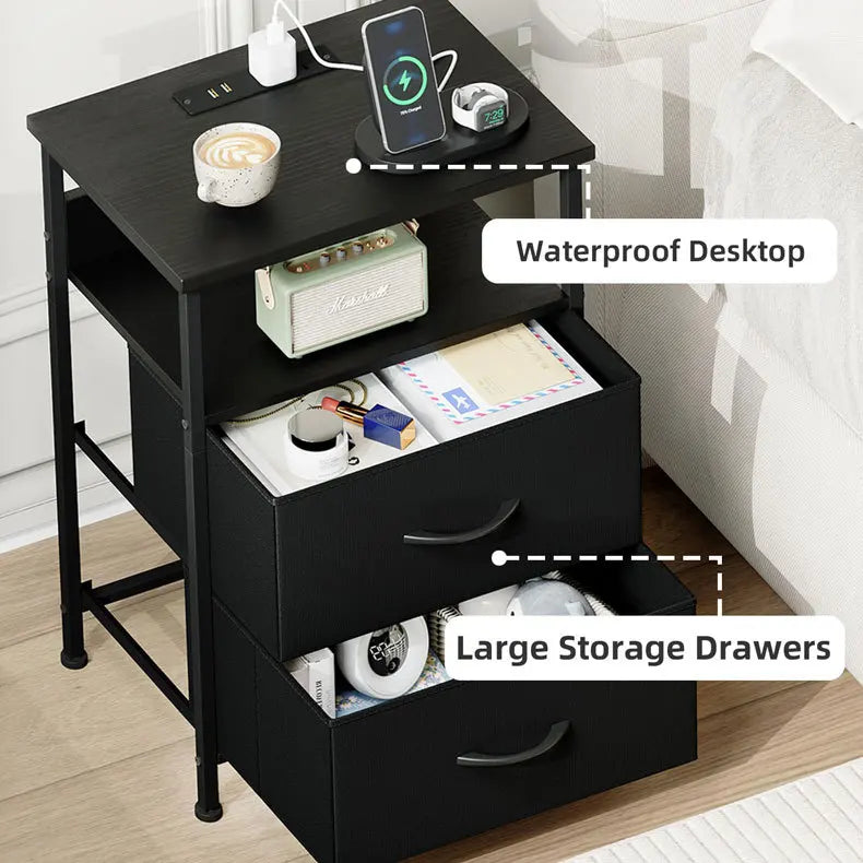 bedside table, chest cabinet, dresser, two drawers with cloth drawers, storage cabinet Pi-Mart