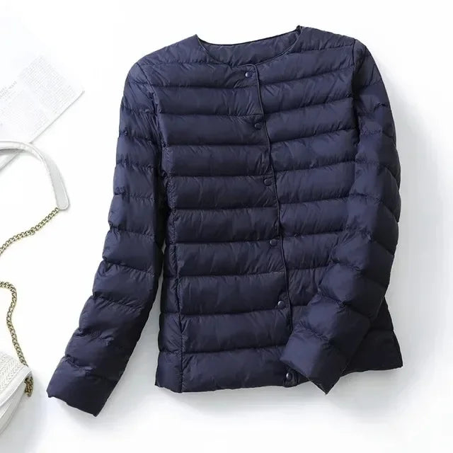 2024 New Autumn Winter Warm Ultra Light Weight Puffer Coats Down Jacket Women Slim Jacket Female Fashion White Duck Down Coat LadyShow.Store